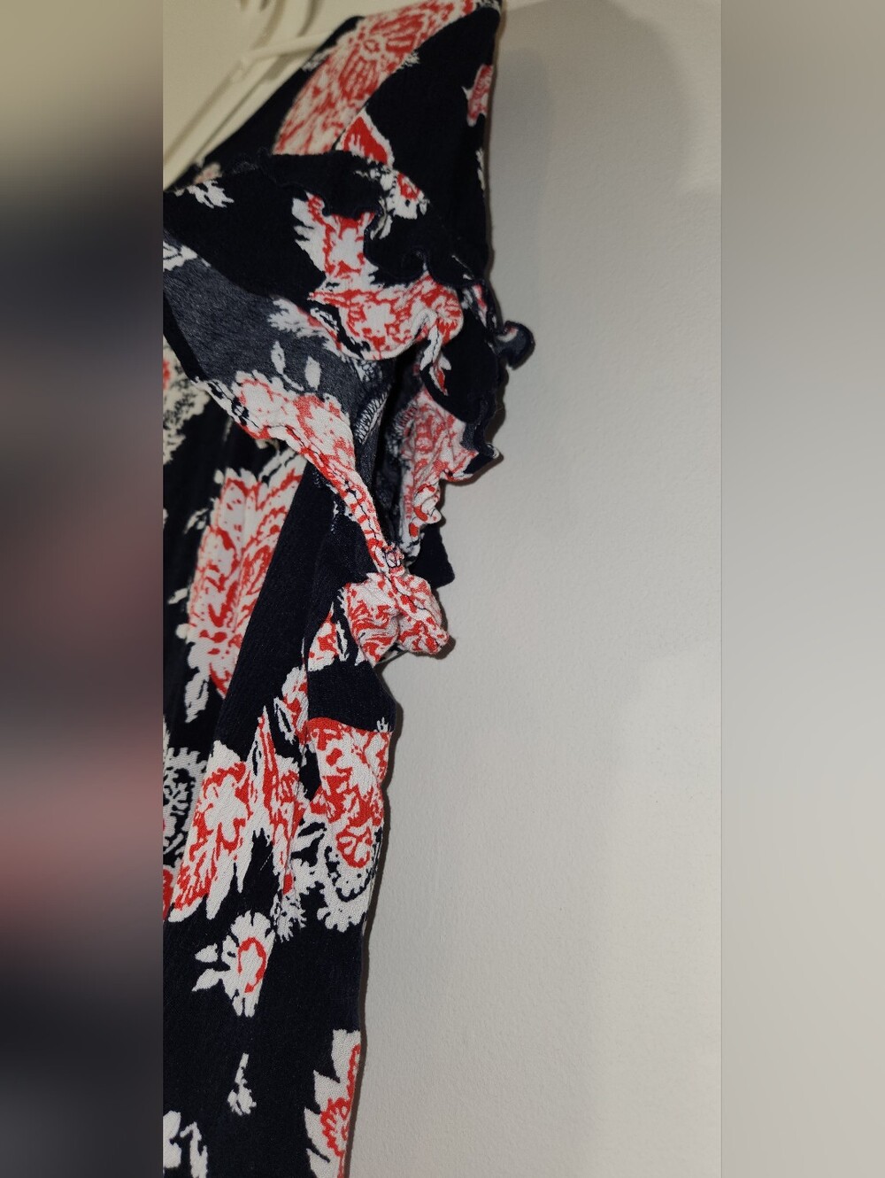 💙🧡Lane Bryant🧡💙 Navy Floral Short-Sleeve Ruffle Tee - Coral & White 20 - Picture 12 of 13